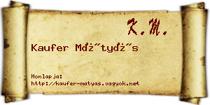 Kaufer Mátyás névjegykártya